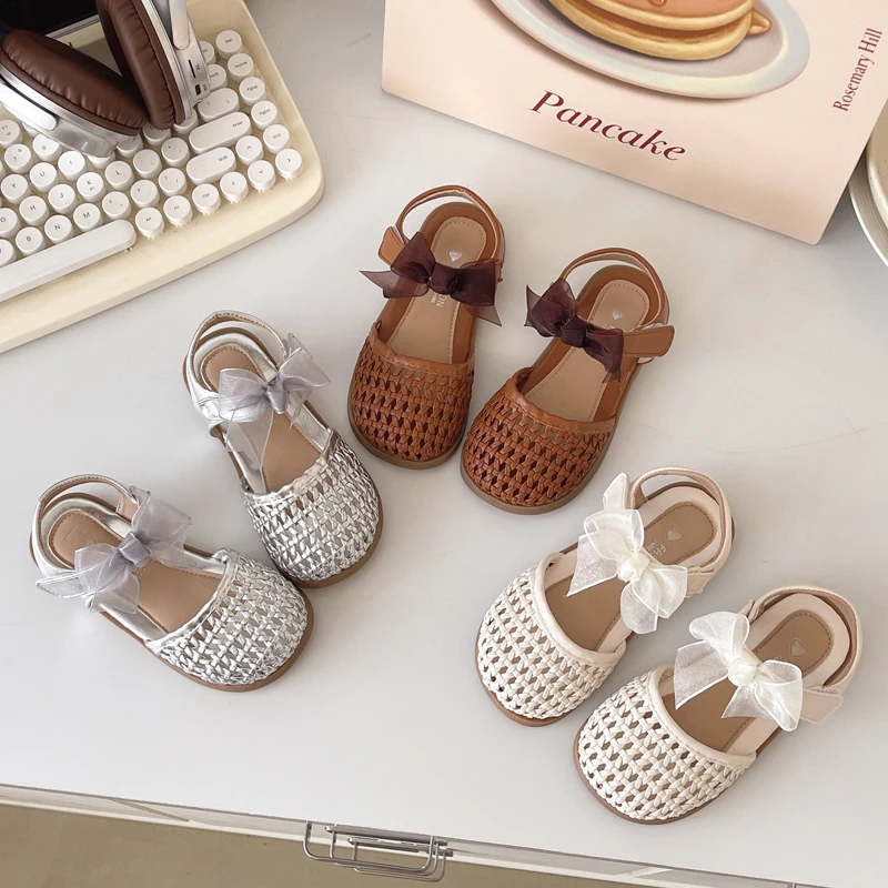 

Girl Half Sandal Princess Hollow-Out Shoes Kids Vintage Casual Flats Child Summer Shoe Toddler Bohemia Style Beach Shoe