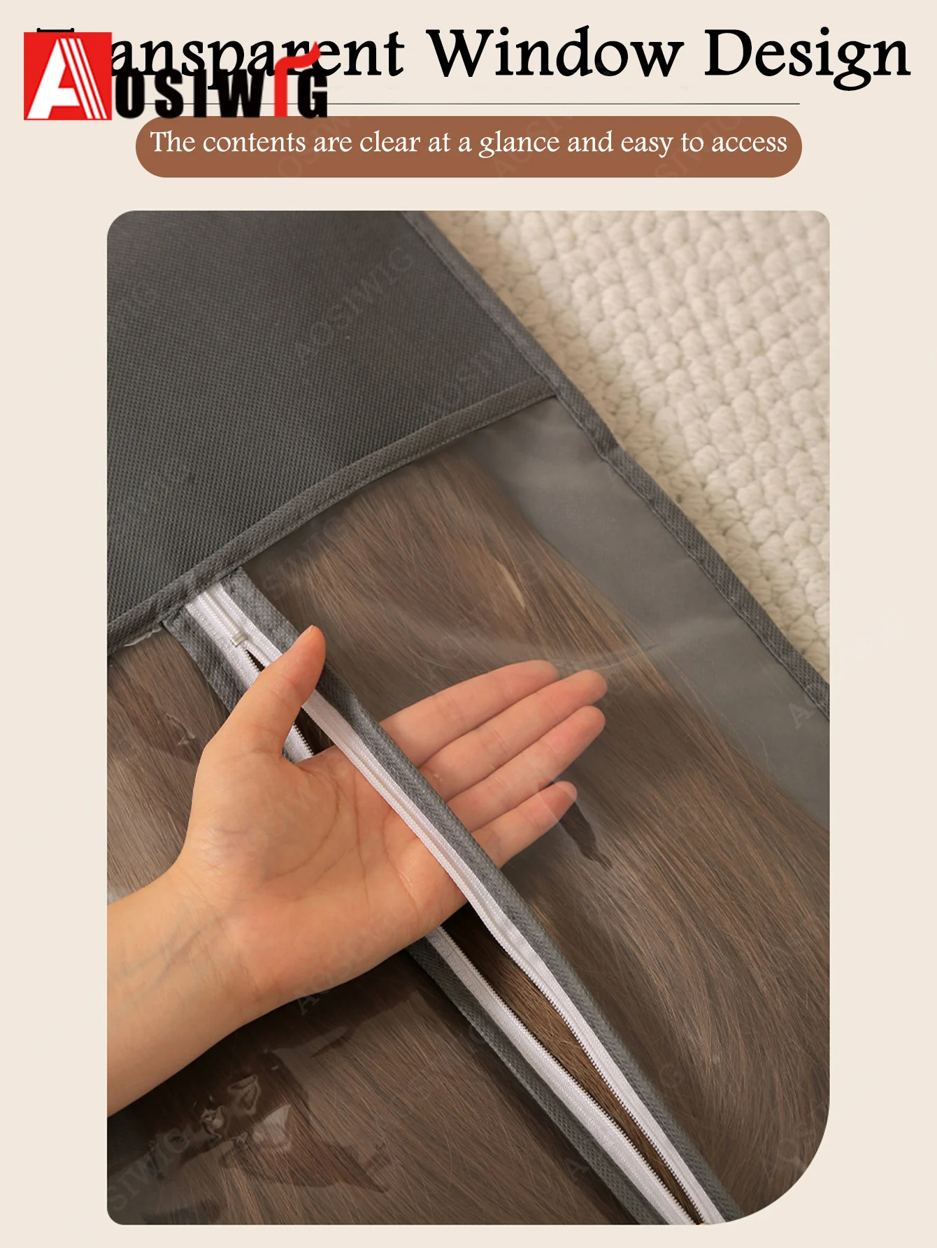 1pcs 60/80CM Long Black Non Woven Fabric Wig Dust Cover Packing Bag Wig Storage Bags Hanger Travel-Friendly Wig Organizer view 4