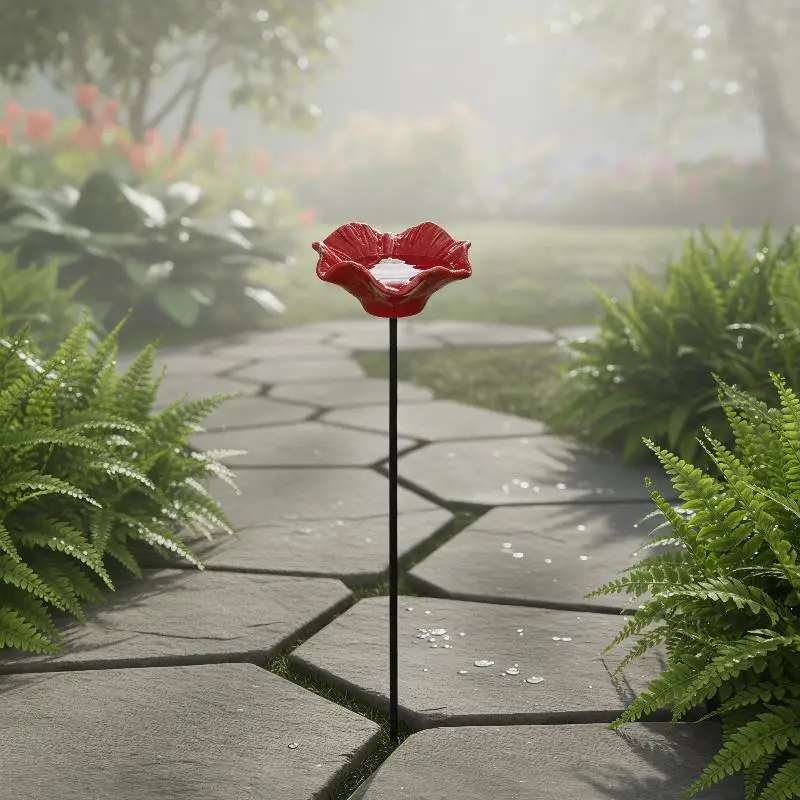 Portable Bee Water Feeder Garden Friendly Resin Flower Fountain Easy Fill Design for Pollinators