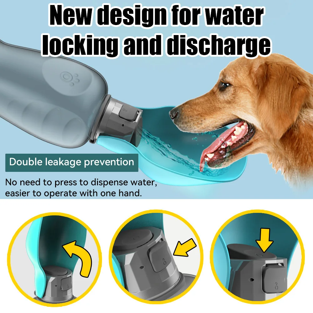 800ml Portable Dog Water Bottle For Small Medium Big Dogs Outdoor Travel Drinking Bowl Puppy Cat Feeder Pet Labrador Accessories image 4