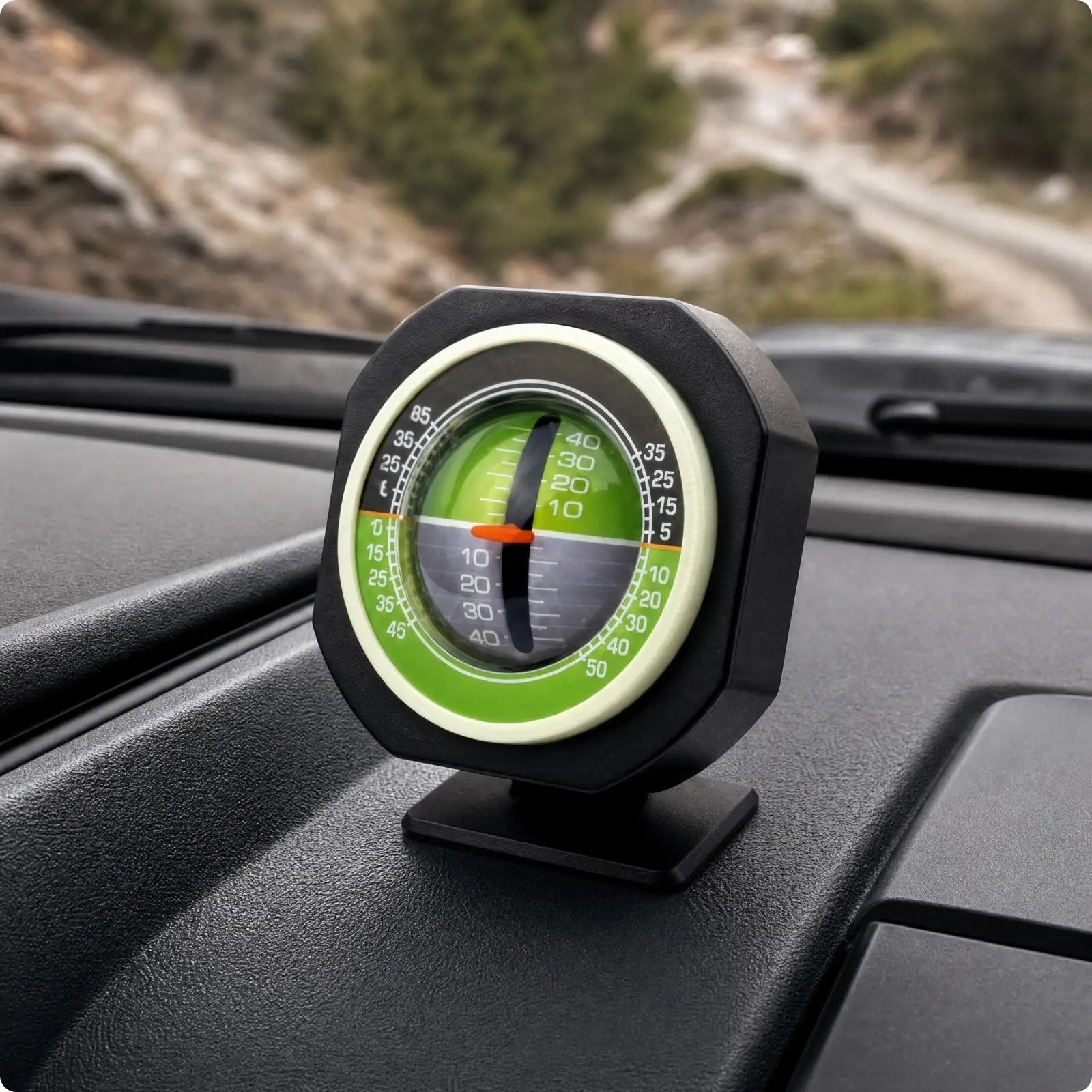 Vehicle Tilt Meter for Outdoor Terrain with 3M Tape Mount for SUV Truck and Graduated Measurement Scale