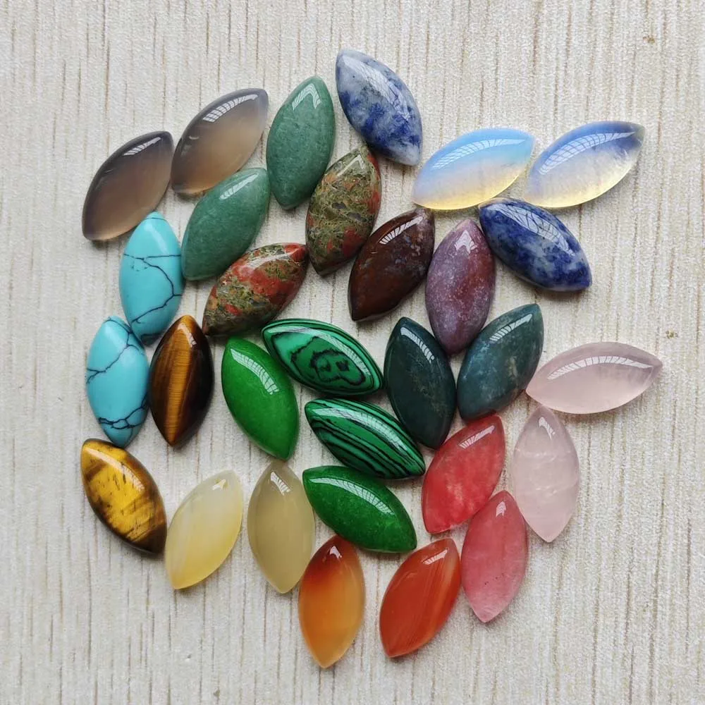 New natural gem stone mix marquise shape cabochon beads 10x20mm for Jewelry Accessories making free shipping Wholesale 30pcs/Lot