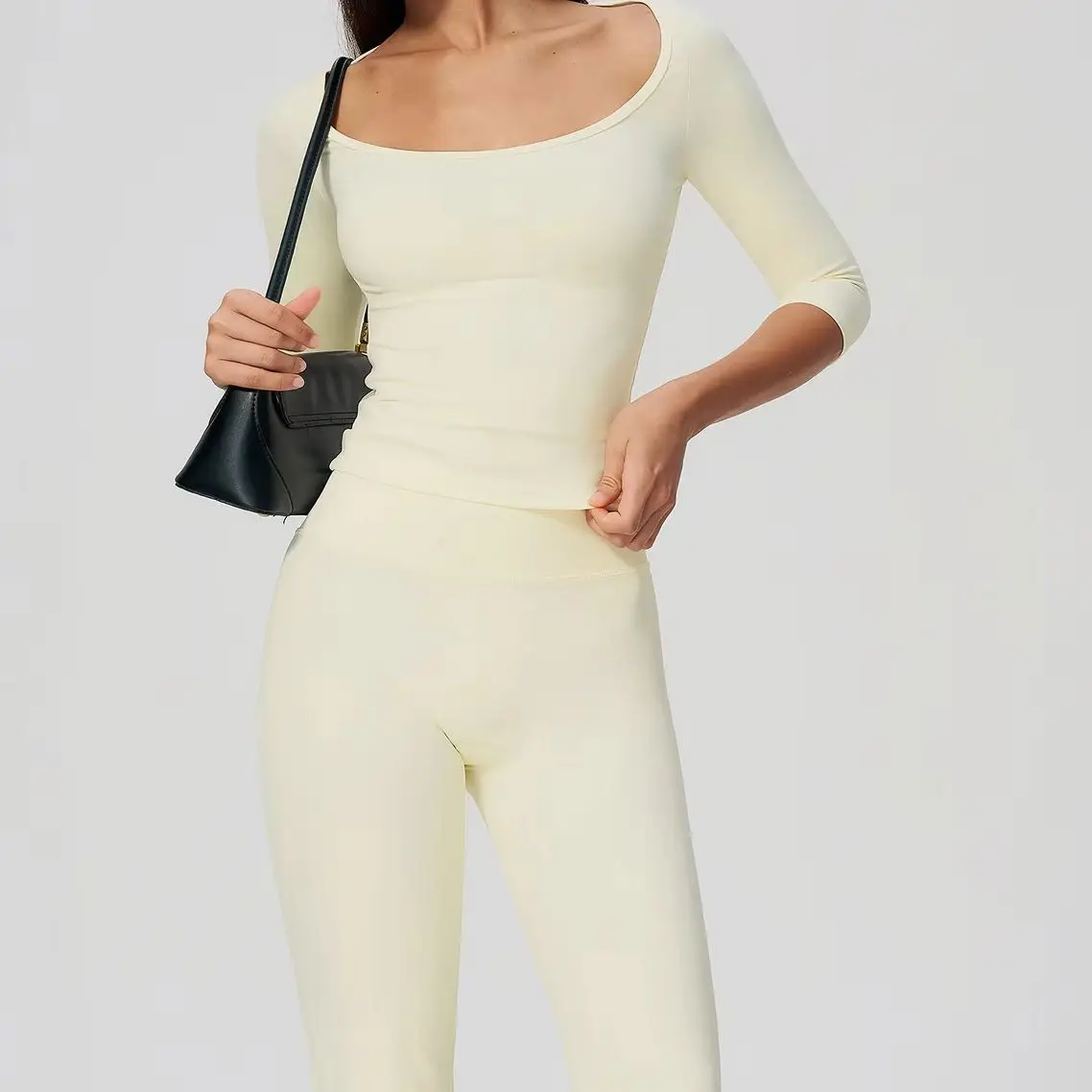 2PCS Yoga Set Fitness Set Women Gym Tracksuit Female Running Workout Long Sleeve Shirt High Waist Bell-bottoms Exercise Clothing