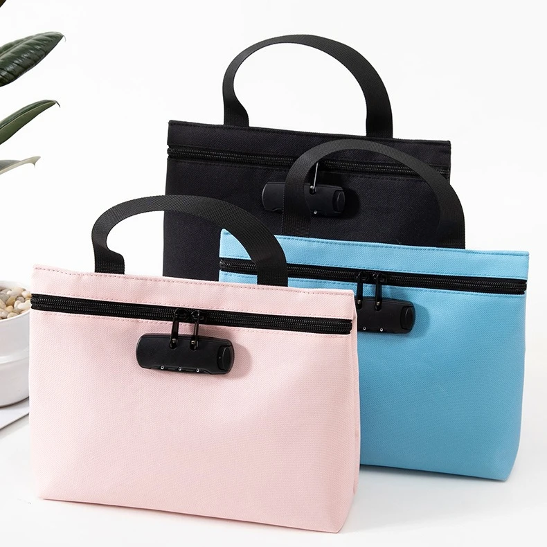 Oxford cloth wear-resistant password lock handbag card holder document storage briefcase commuting hand in hand with the bag