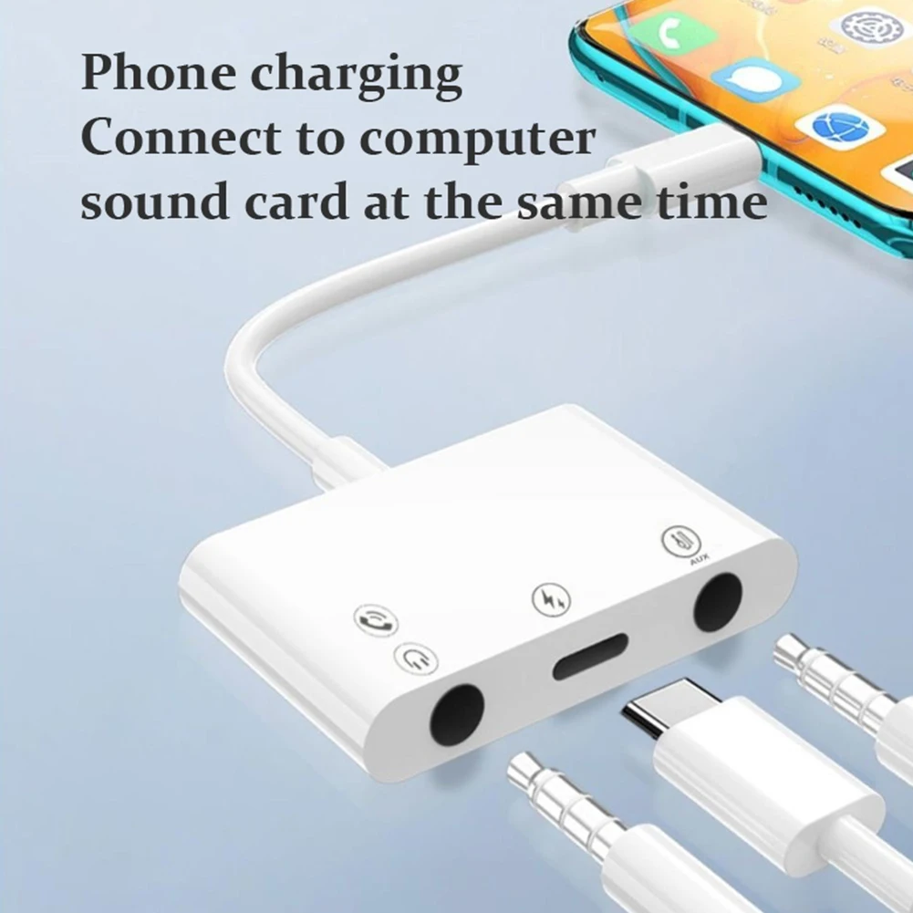 3 in 1 USB C to 3.5mm Jack Audio Adapter Low Latency For Live Streaming Noise Reduction With Charging For Samsung Huawei Xiaomi