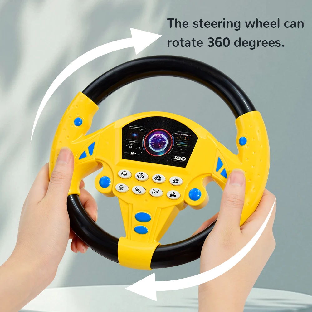 ของเล่นพวงมาลัยรถยนต์ไฟฟ้าสำหรับเด็ก จำลองการขับขี่ พร้อมแสง สี เสียง ของเล่นเสริมพัฒนาการแบบพกพา โต้ตอบได้