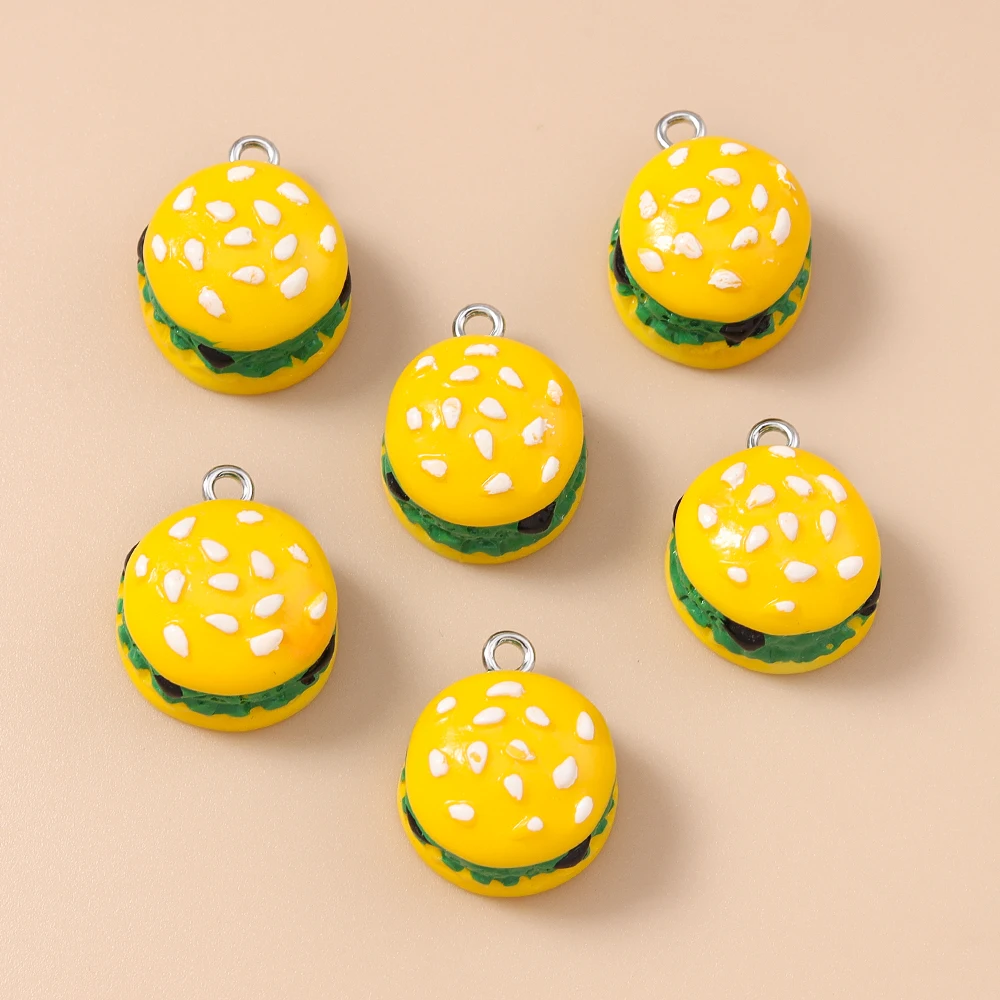 

20pcs 15x19mm Cute Resin Food Hamburger Charms Pendants for Jewelry Making Drop Earrings Necklaces DIY Crafts Accessories