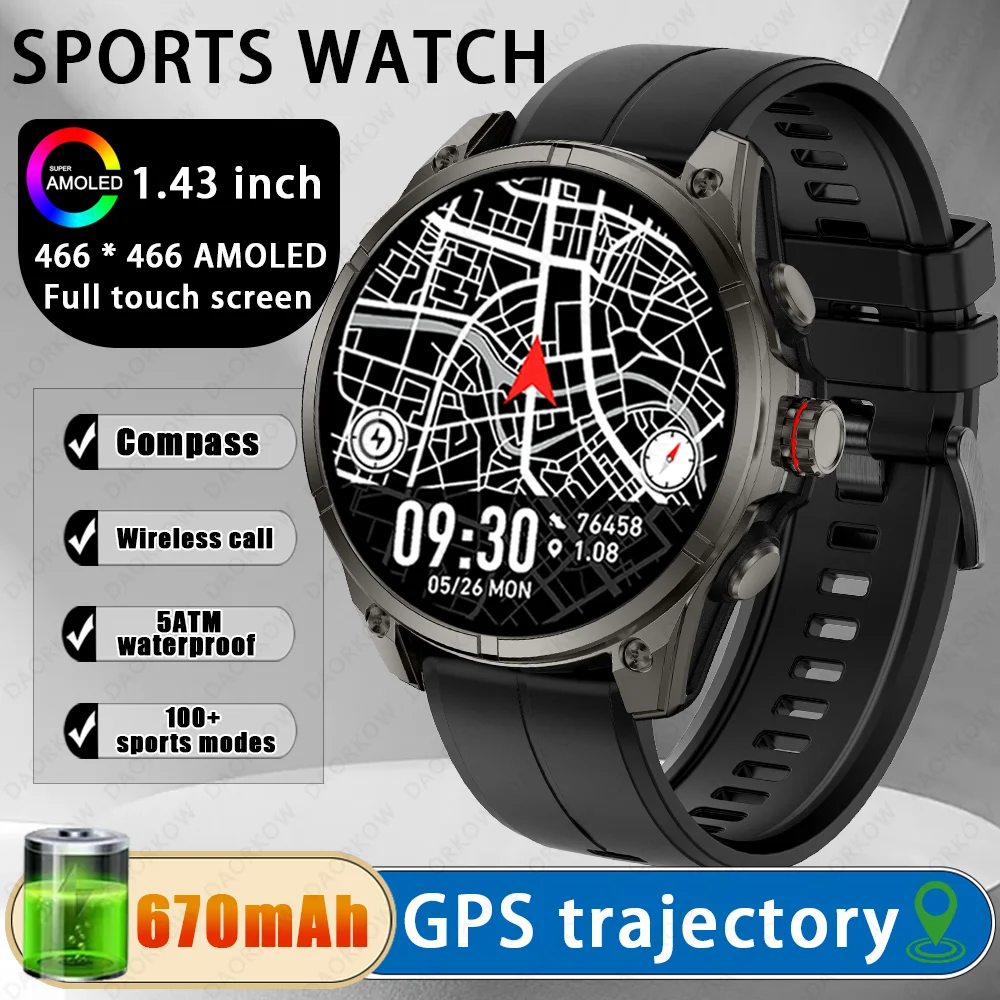 

2025 НОВИНКА для XIAOMI GPS Смарт-часы для мужчин Смарт-часы Компас Высотомер Барометрический 10 АТМ 5 АТМ Водонепроницаемый мужской браслет AMOLED