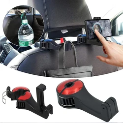 Car Seat Back Hanger com suporte do telefone, encosto de cabeça escondido gancho portátil, gancho de armazenamento, Auto Fastener Clip, 2 em 1