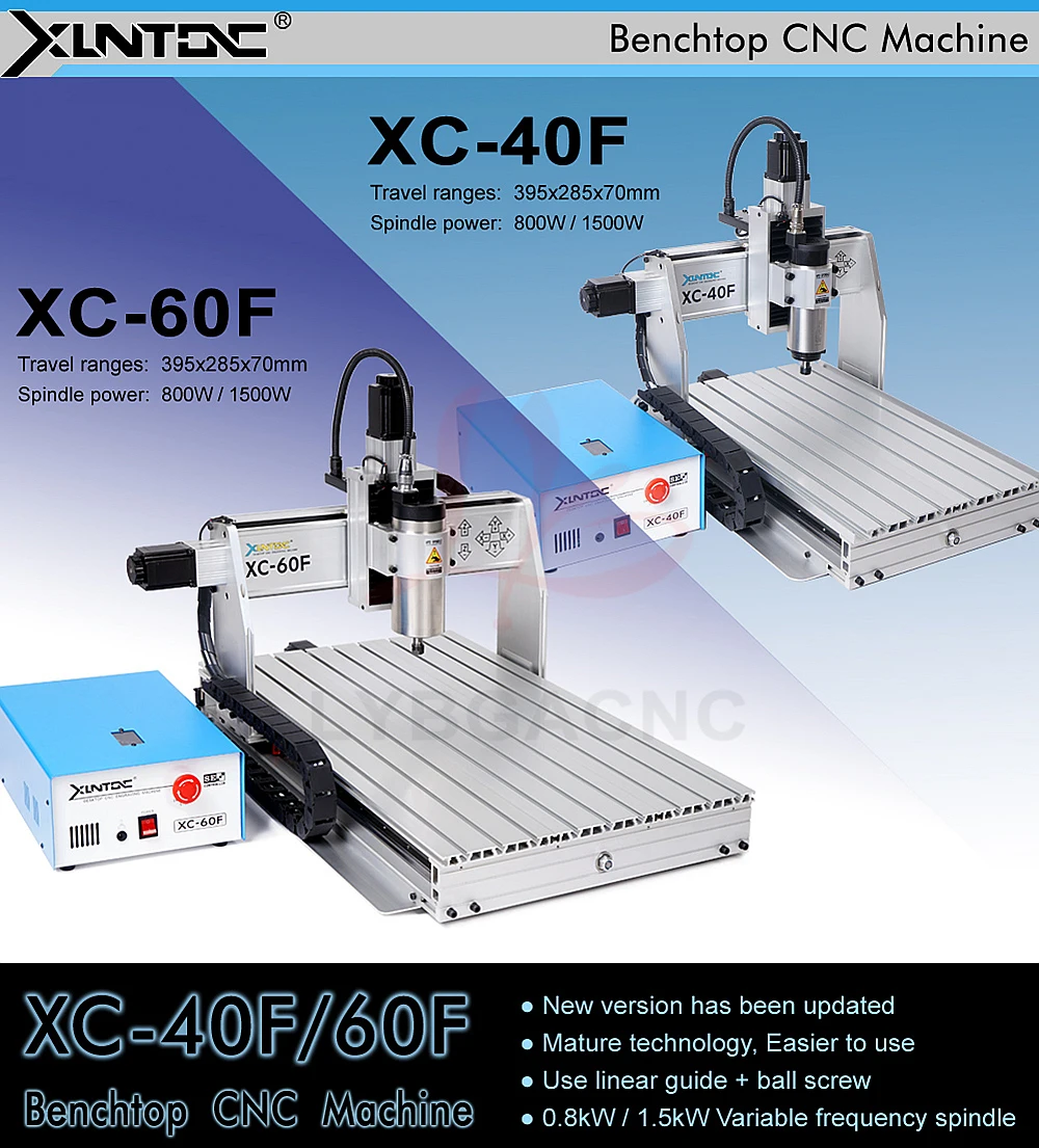 YOOCNC Router3 Axis 4 Axis Engraving Milling Machine XC-40F/60F for Metal Aluminum Cutting and Drilling Optional 800W 1500W