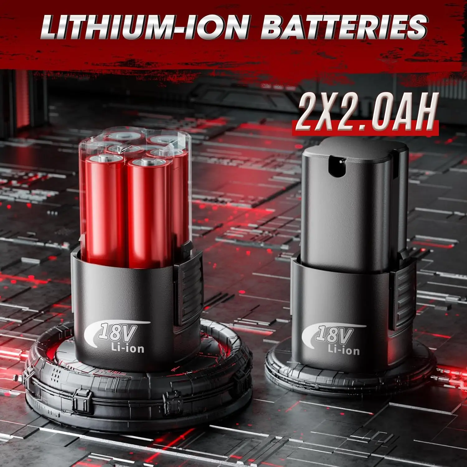 3/8' 18V 무선 라쳇 렌치, 550RPM, 40 Ft-Lbs, 4인치 전동 라쳇, 2x 2000mAh 배터리 및 충전기 포함, 8개 소켓 포함