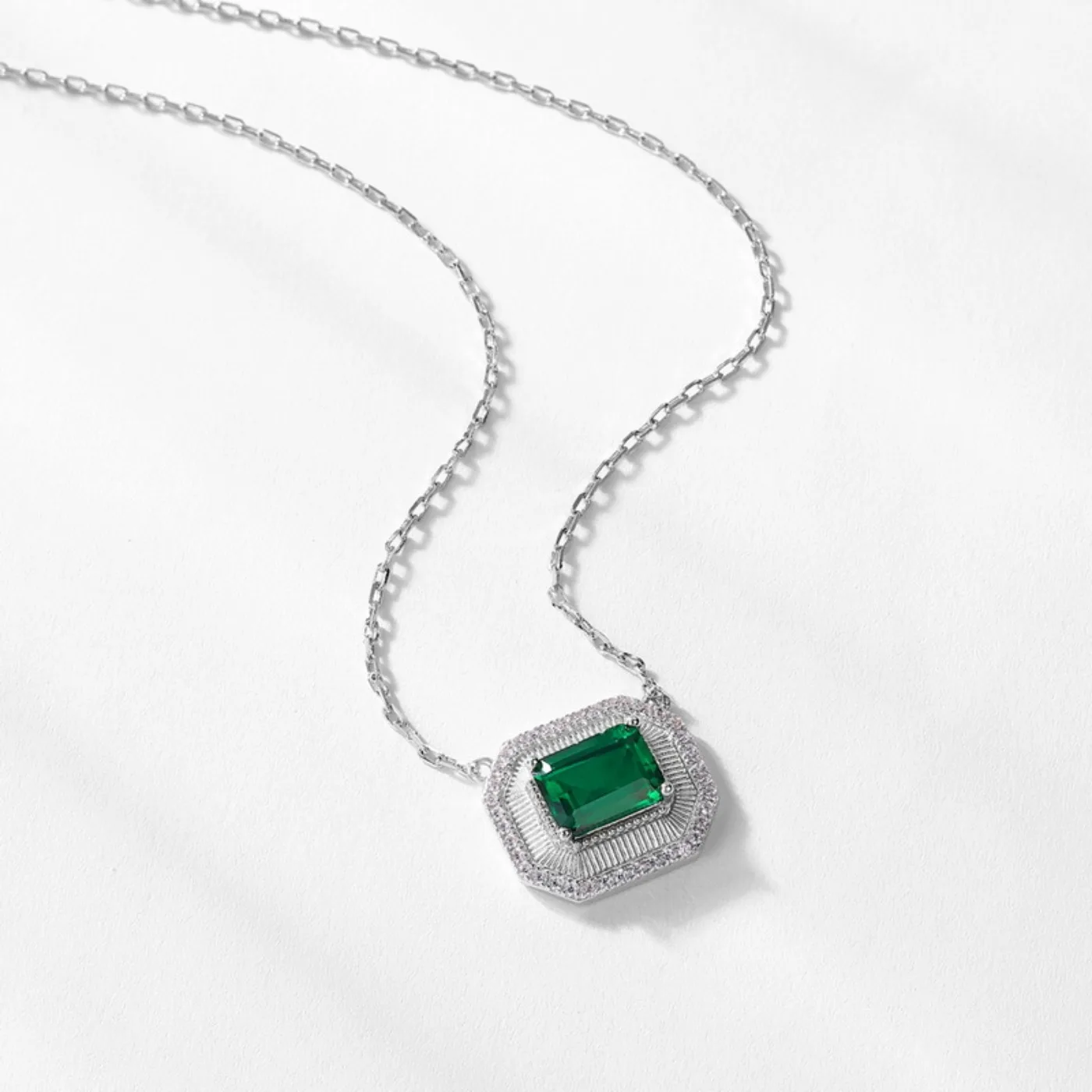 MUSHAN Luxury Jewelry 925 Sterling Silver Chain Pendant Necklace Lab Grown Emerald Ruby Gemstones Necklaces Pendants GRC Jewelry view 3