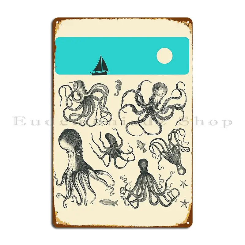Tentacles Metal Sign Pub Wall Cave Designing Character Bar Cave Tin Sign Poster