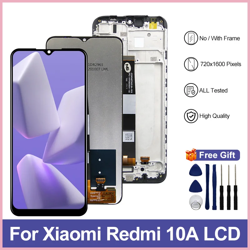 6.53'' For Xiaomi Redmi 10A Display 220233L2C 220233L2G LCD Digital Touch Screen With Frame For Redmi 10A LCD Replacement Parts