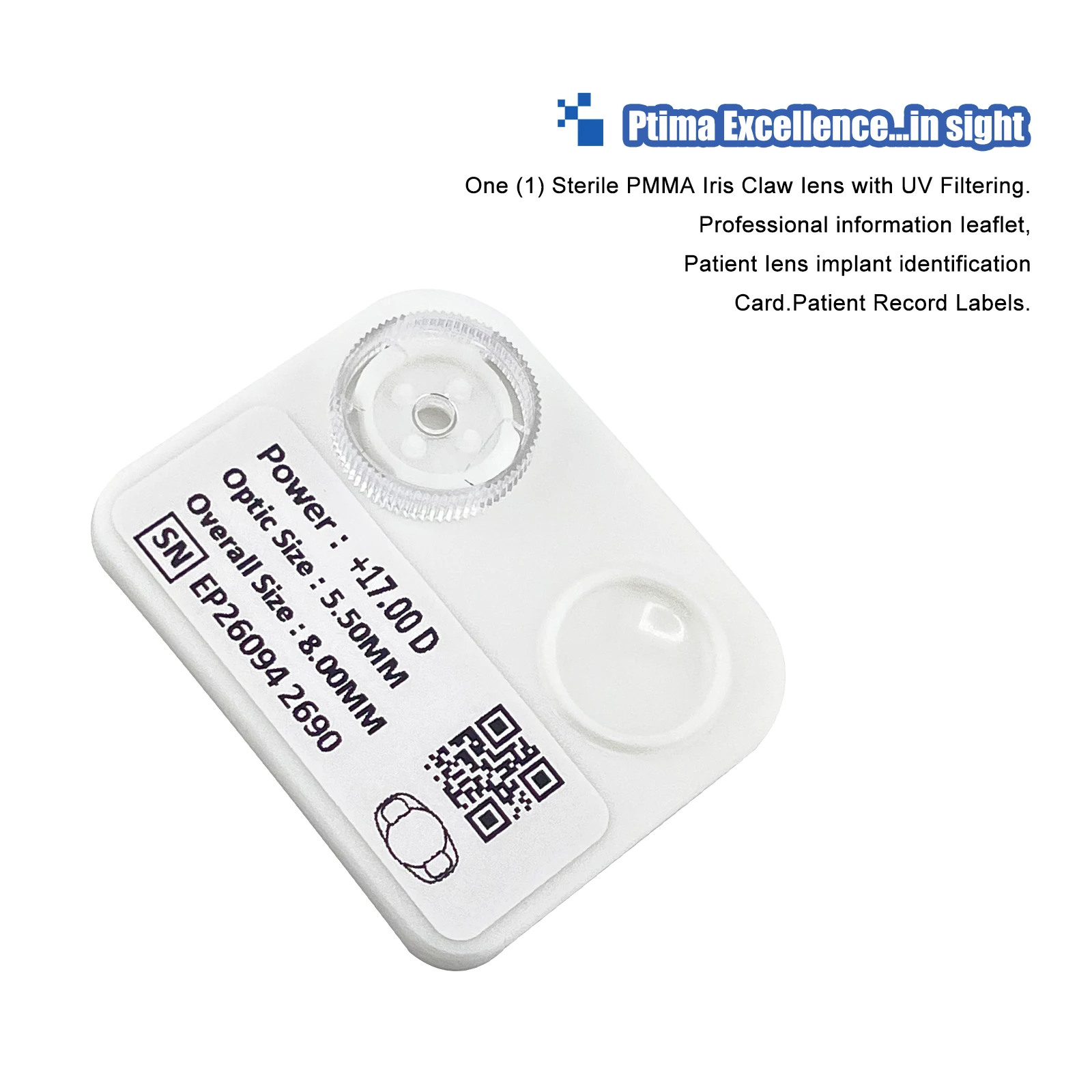 Optima Iris Claw Intraocular Lens IOL CE ISO13485:2016 Certified Ophthalmic Implant Lens for Eye Surgery