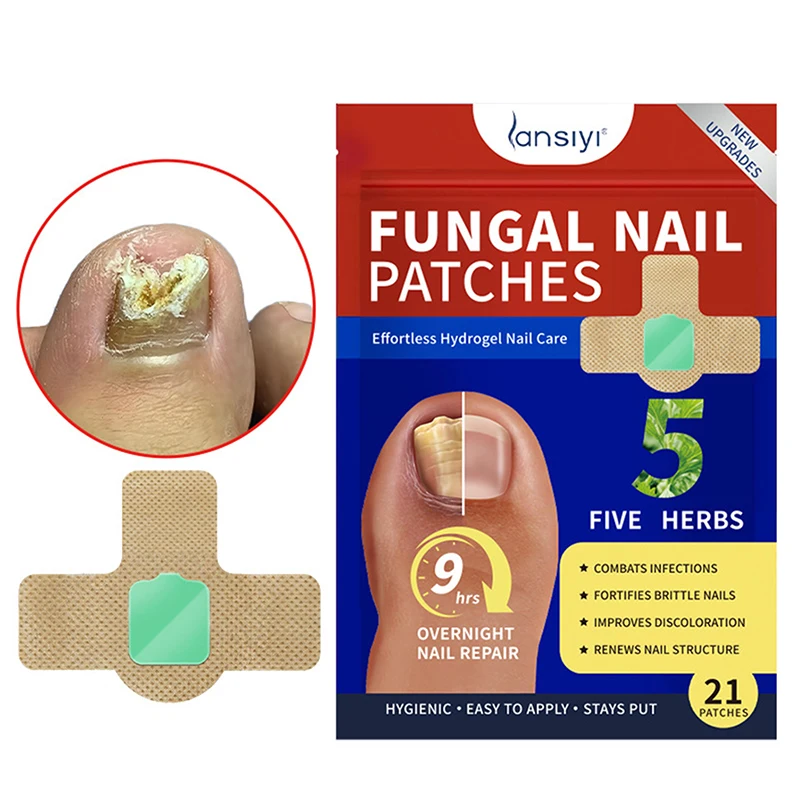 21Pcs Nail Fungus Patch Waterproof Nail Repair Patch Ingrown Correction Sticker Discolored Damaged Nail Gray Care Patches
