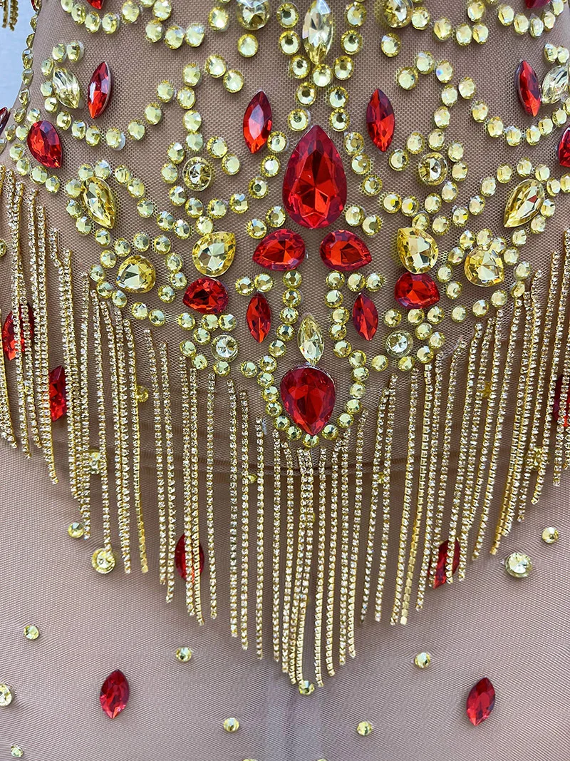 Performance Clothes Mesh Slightly Transparent Luxury Atmosphere Evening Birthday Party Dance Performance Clothes Talented Singer