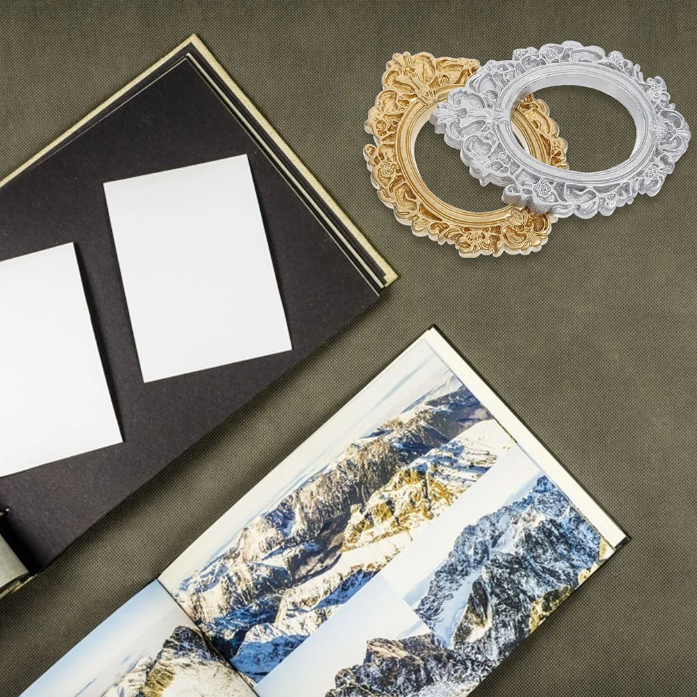

8 Pcs Golden Oval Photo Frames Vintage Resin Decorations for Craft Display Home Mini Picture Frame Kit Elegant Jewelry