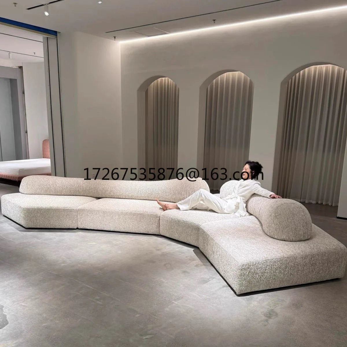 

Rock fabric sofa large apartment double-sided sitting special-shaped irregular combination villa large flat floor