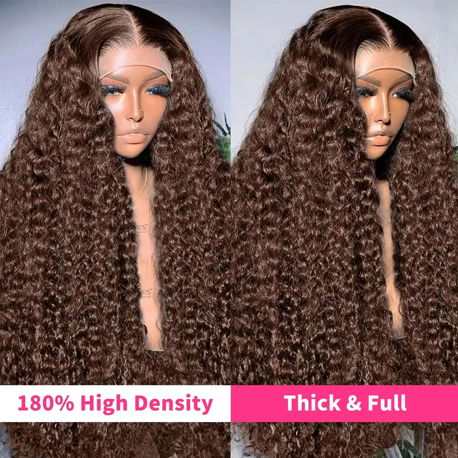 210% Density 40 Inches Chocolate Brown Deep Wave 13x6 HD Lace Front Human Hair Wigs Brazilian Remy Hair Wig For Black Wowen