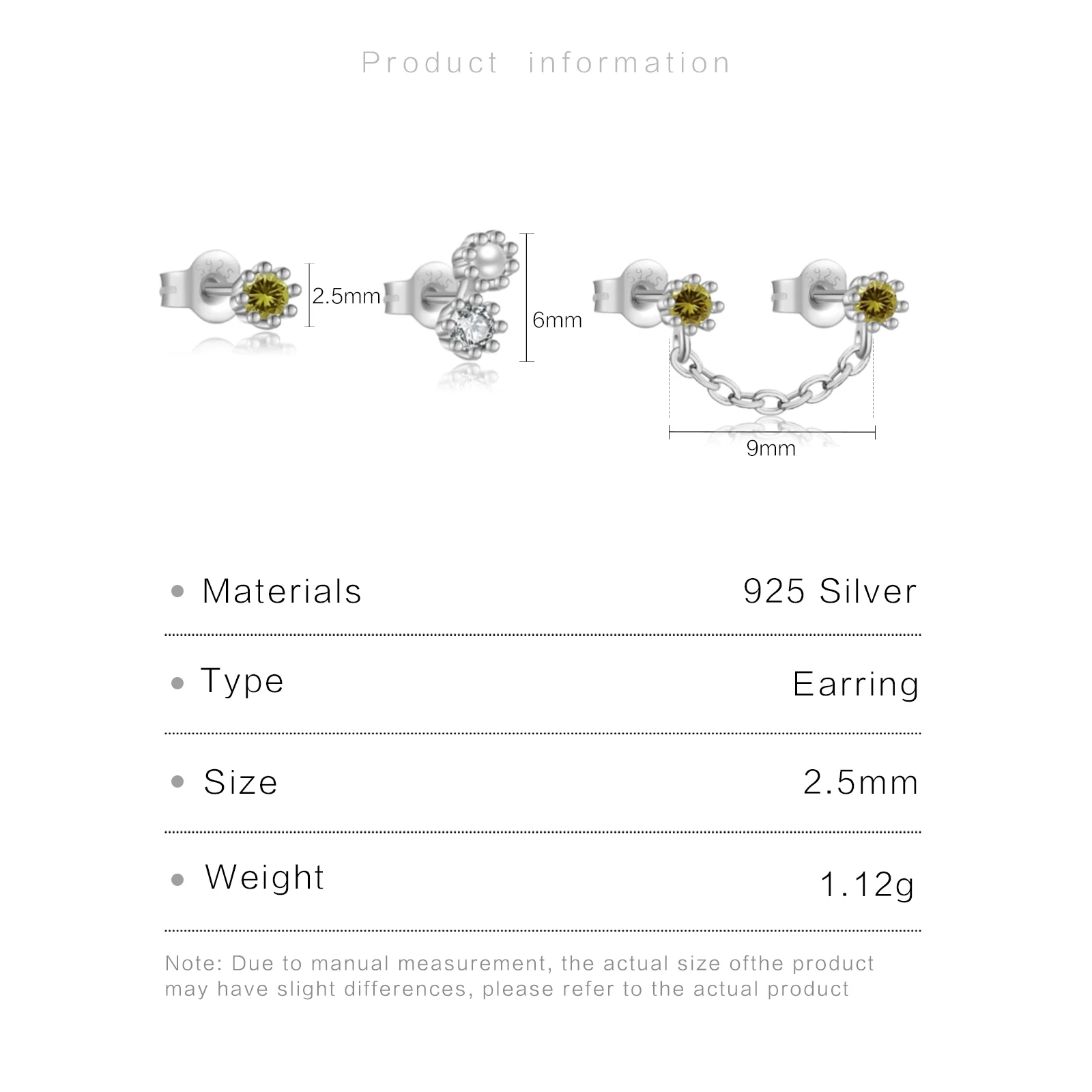 ANDYWEN 925 Sterling Silver Gold 3pcs/Set Pearl Light Green White Tide Stud Earring Piercing Women Crystal Fine Jewelry Gift