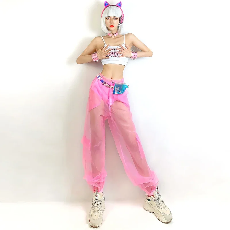 ملابس ممارسة رقص الهيب هوب للنساء ، زي راقصة دي جي ، بنطلون شبكي ، زي الهذيان ، ملابس رقص جاز للإناث ، سترة بار ، YS2209