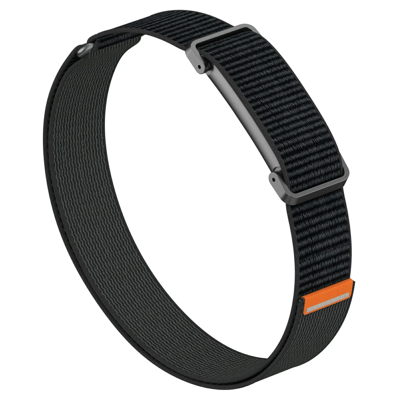 For Google Fitbit Air Nylon Arm Band Magic Tape Reflective Strap with Zinc Alloy Case - Midnight Black