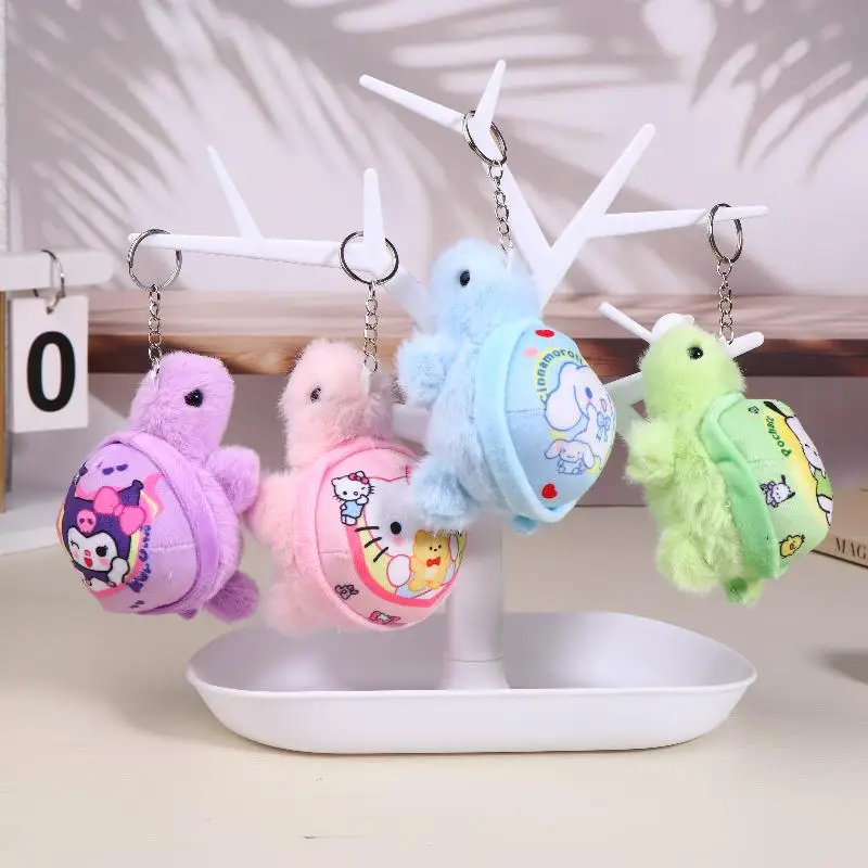 لطيف سانريو السلاحف ألعاب من نسيج مخملي المفاتيح الكرتون محشوة دمية كيرينغ حقيبة قلادة على ظهره معلقة الديكور هدايا عيد الميلاد