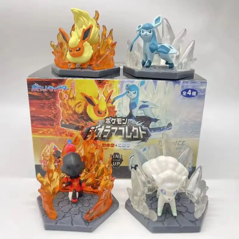 New In Stock Anime Skill Scene Battle 7 Blind Box Fire Vs Ice Eevee Nine Tailed Action Figure Desk Decor Surprise Gift For Fans view 4