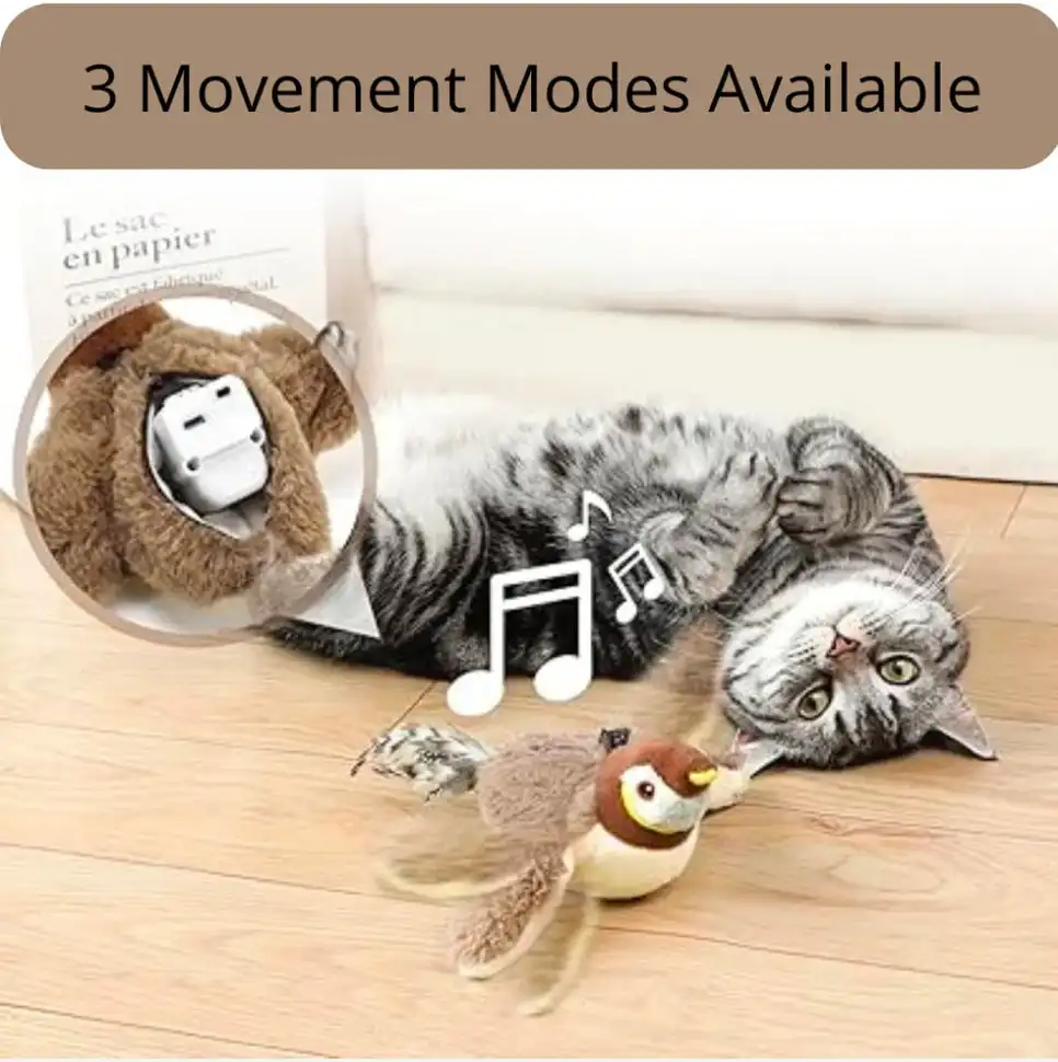 Sound Bird Toy Interactive Chirping Bird Cat Toys Rechargeable Lifelike Bird Plush Doll Bird Indoor Touch Voice Pet Supplies