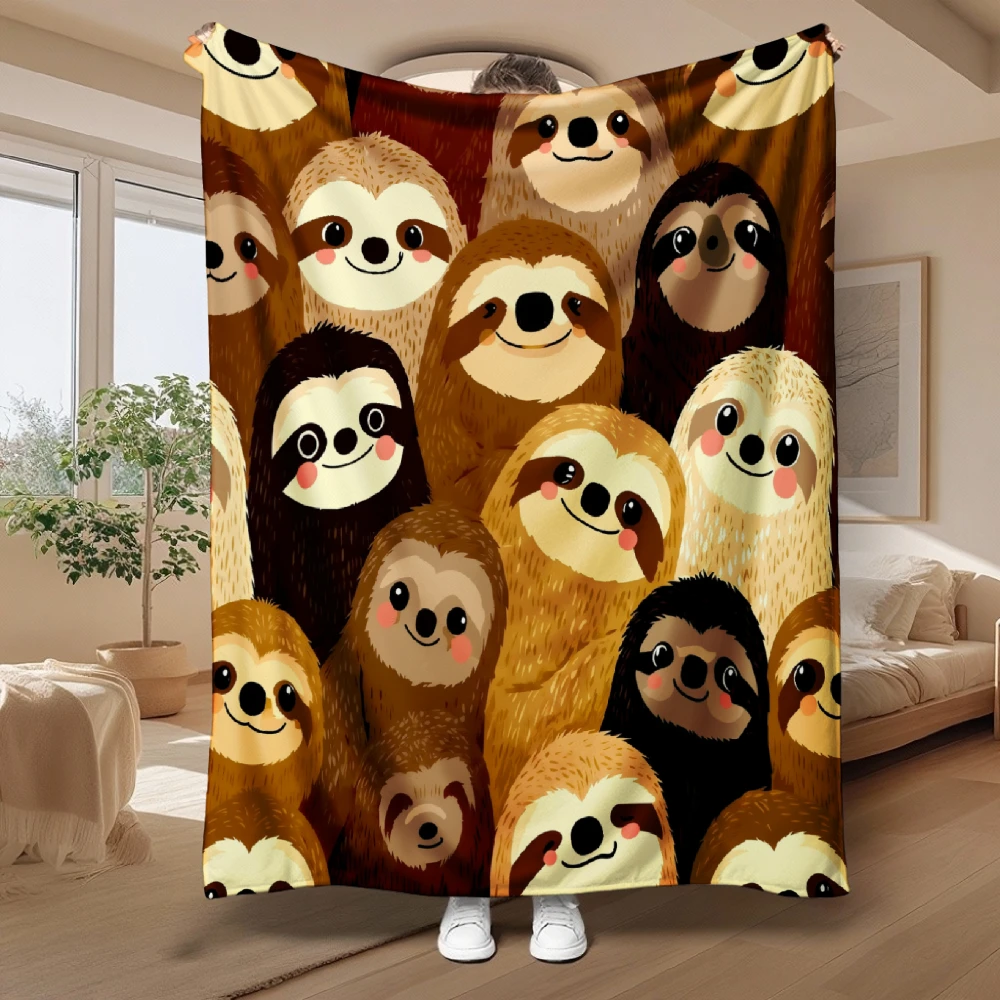 Baby Nursery Animal Theme - Ultrazachte fleeceplaid met luiaardmotief, gezellig decoratiecadeau