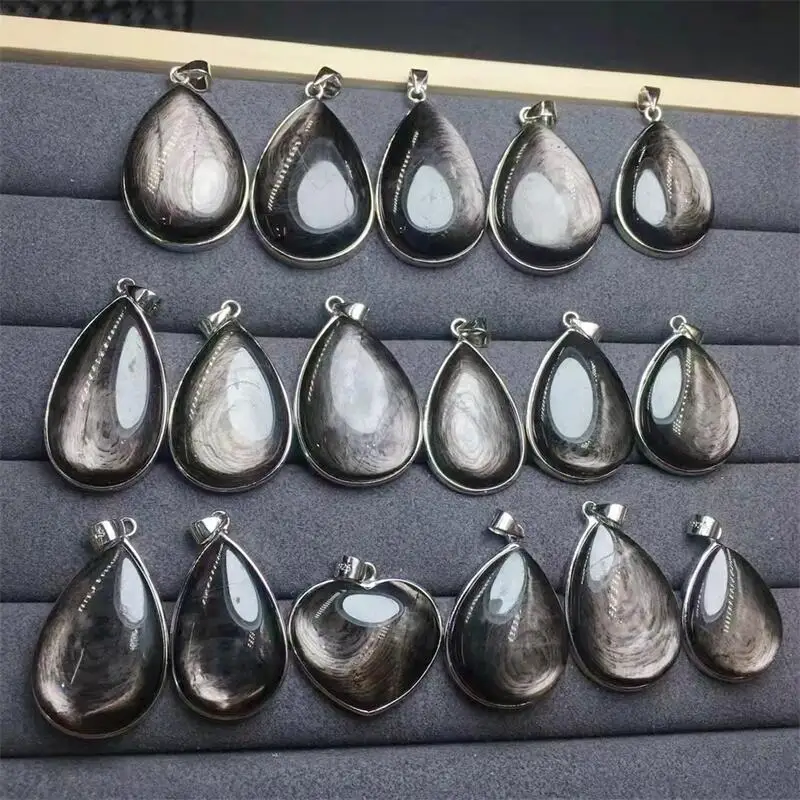 S925 Natural Hypersthene Teardrop Pendant Fashion Jewelry Holiday Gift Women Natural Healing Energy Stone Gift 1pcs 30MM