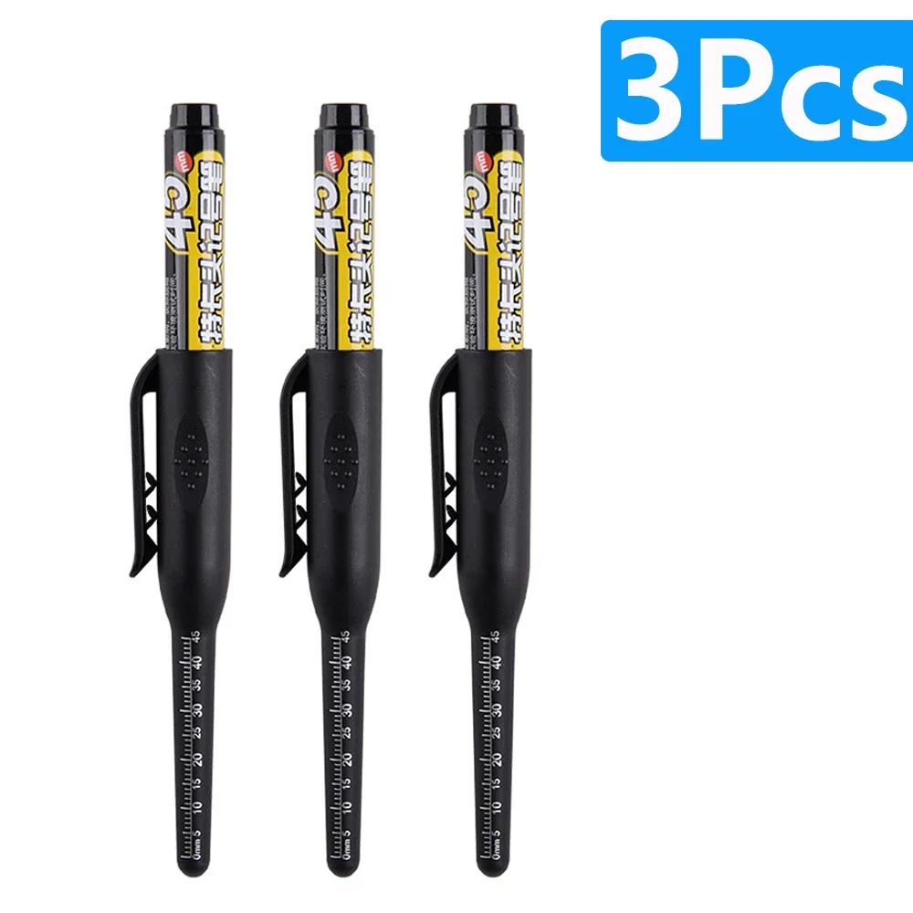 1-6 Stück 45mm wasserdichte lange Kopfs pitze tiefe Loch markierungen Stift fliesen Zimmermanns stift Mehrzweck für die Holz bearbeitung schwarz/blau/rote Tinte