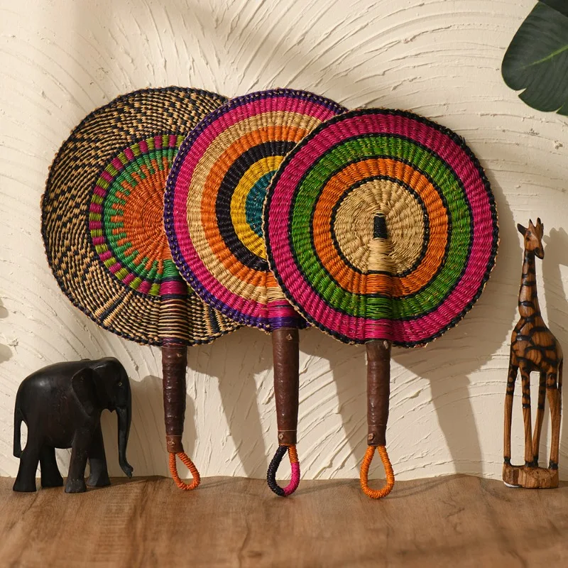 Hand-woven fan Color home wall pendant Seagrass woven Color handmade shaker fan