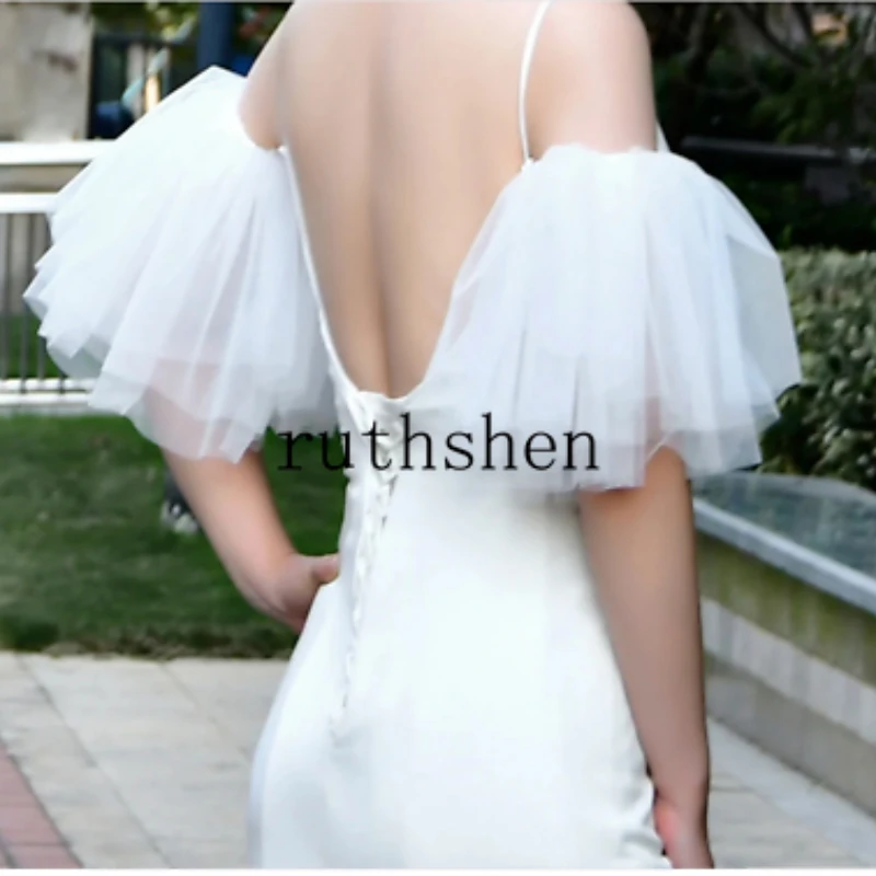 Removable Short Sleeves Beaded Tulle Bride's Arm Covering Layers Women‘s Gloves  Fingerless Wedding Accessories Customized