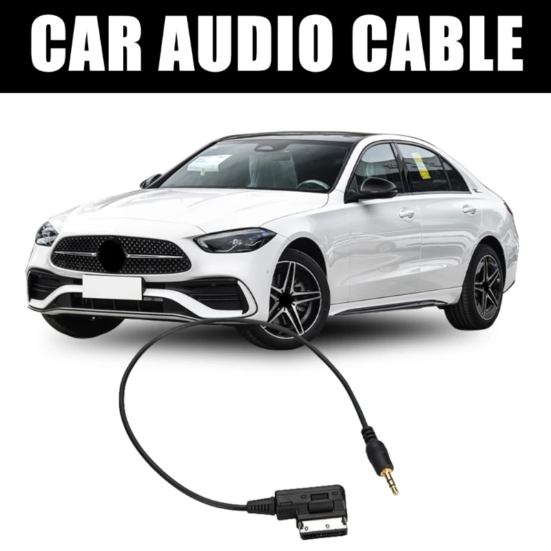 Adjustable 3.5mm Car Automobile Sound Cable AUX Adapter Cord Compatible for AMI Vehicles 1M PVC Cord Accessory