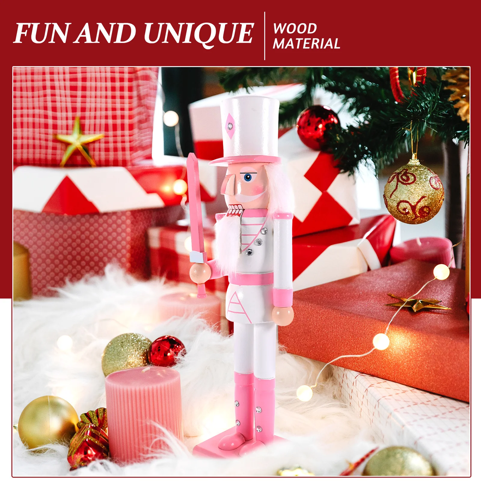 

Creative Wooden Nutcracker Puppet Christmas Decor Hand Painted Soldier Figure for Office Desk Home Holiday Theme Decoration