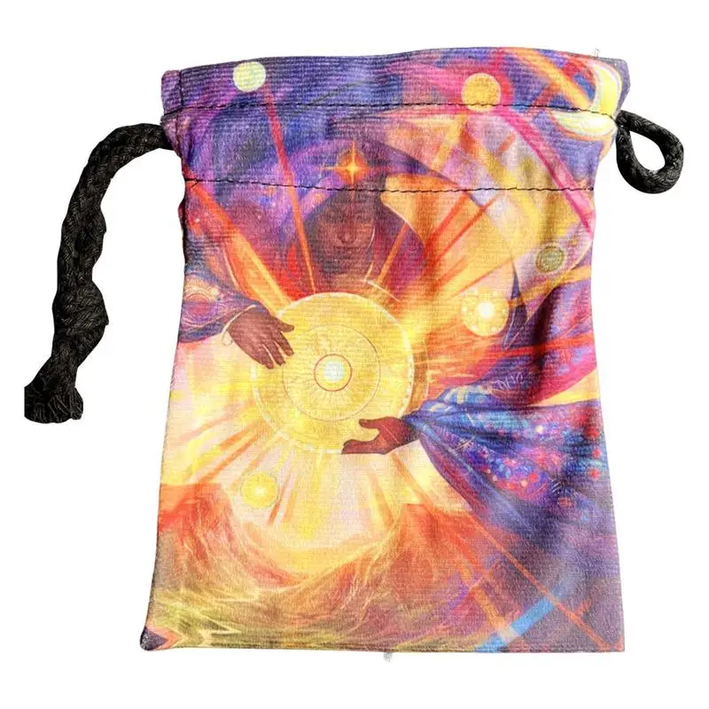 

Tarot Storage Bag Hand Gift Bags Drawstring Tarot Dice Bag Sun God Pattern 13x18cm Hand Gift Bags For Tarot Cards Dices Tarot