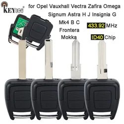 KEYECU 433.92MHz ID40 Chip Remote Key Fob per Opel Vauxhall Vectra Zafira Omega Signum Astra H J Insignia G Mk4 Mokka Frontera