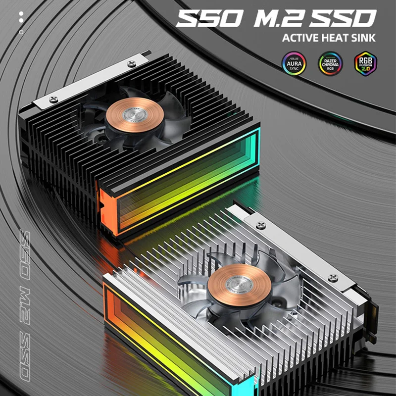 SSD Cooler M.2 S50 Infinity Mirror 2280 Top Infinity ARGB Dual PWM Fans Jungle Leopard