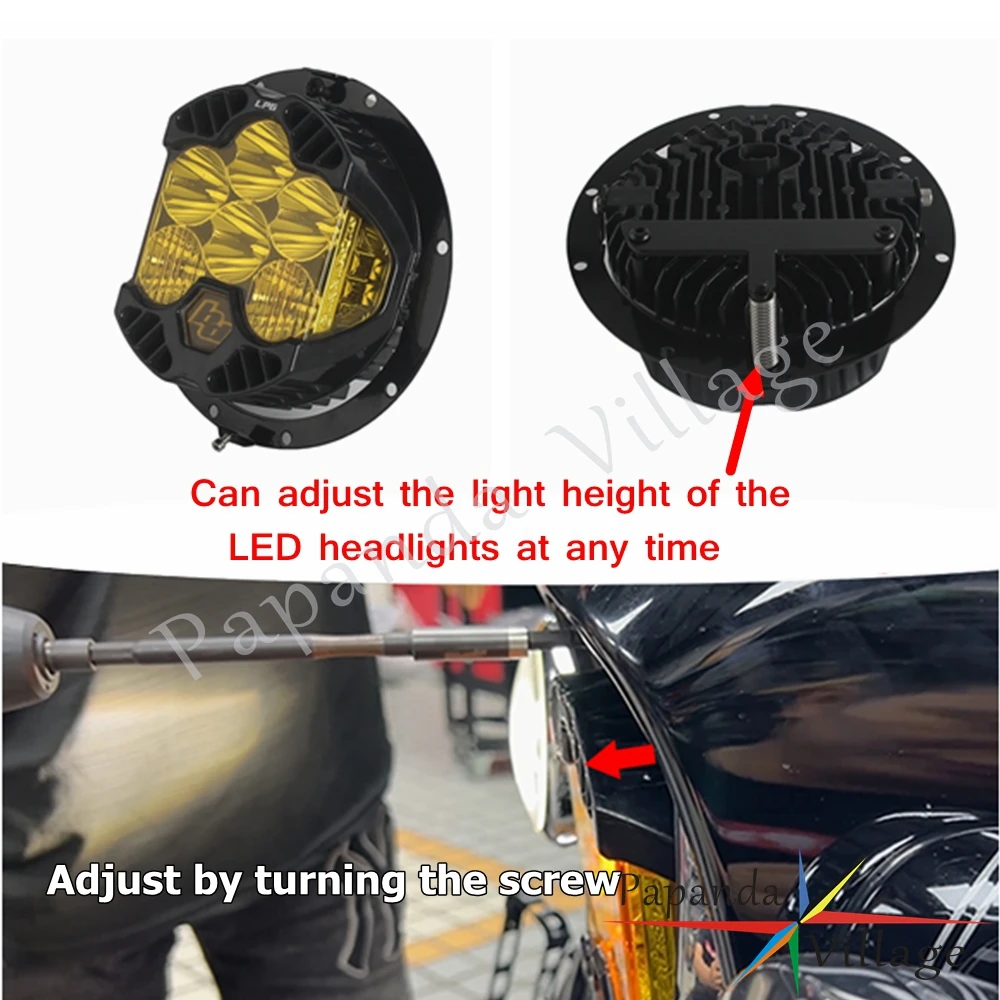 Motorbike 7 Inch Round Headlamp Mounting Bracket For Baja LP6 Headlight For Harley Touring Road King Street Glide FLHR Ultra 99- view 5