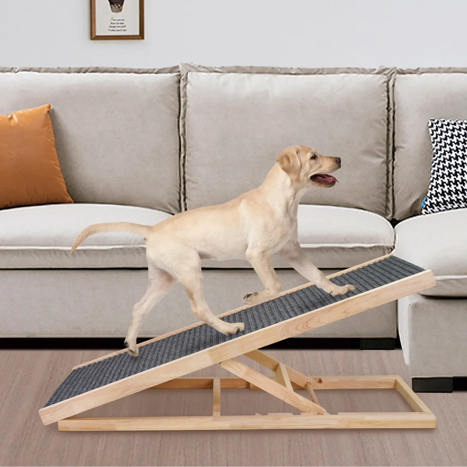 Solid Wood Adjustable Pet Ladder Dog Sofa Bed ladder Pet non slip ramp ladder Puppy toys  Dogs Pets Accessories