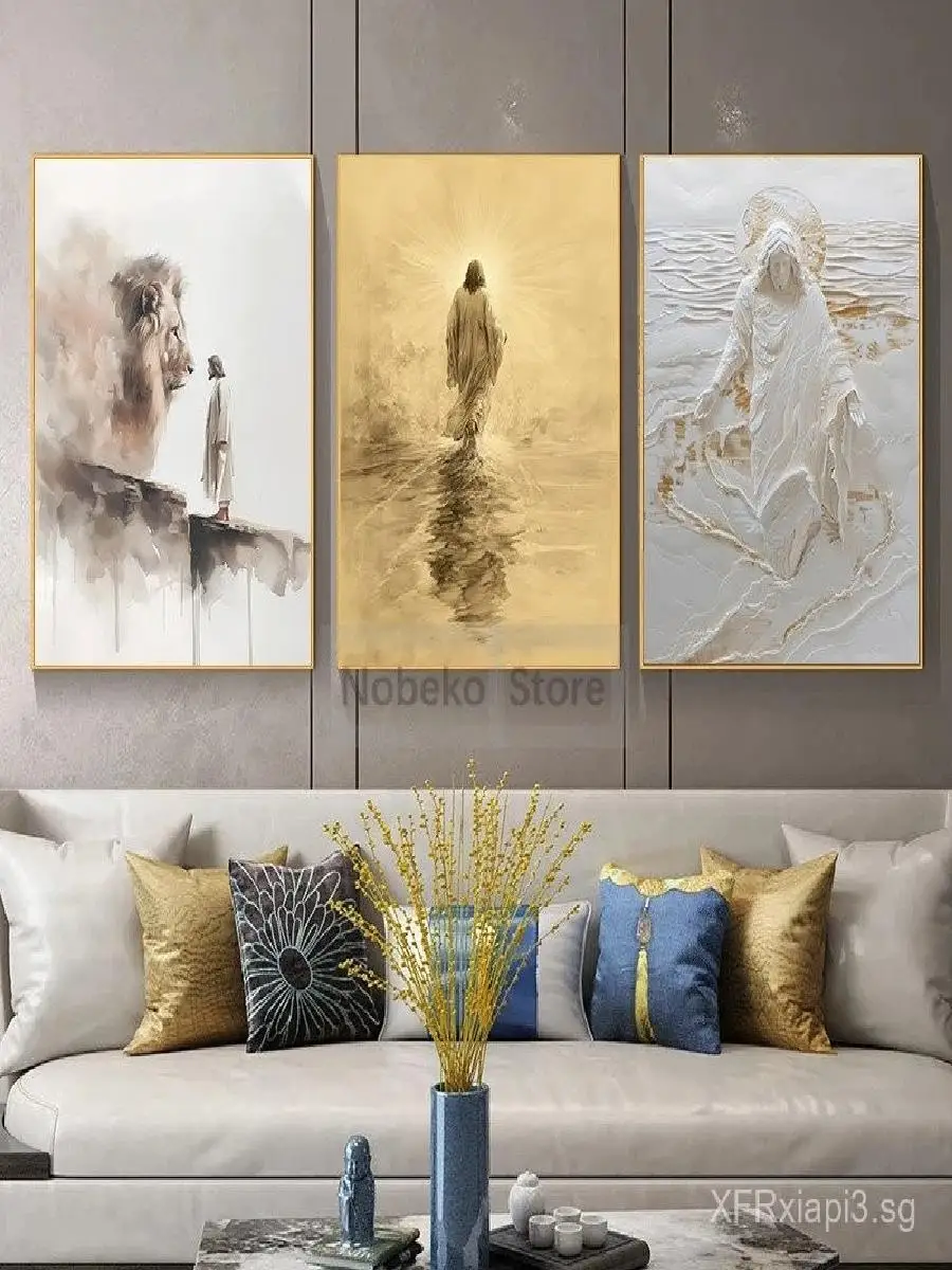 Modern Christian Jesus Poster  Bible Verse Wall Art for Living Room Decor Unframed Canvas Painting Gift