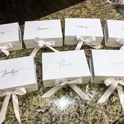 Will you be my bridesmaid box, customized bridesmaid proposal box, pink white rose gold gift box with personalized name