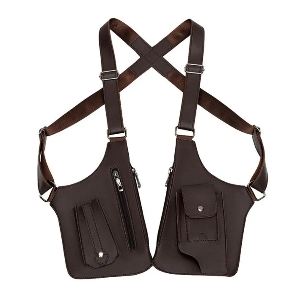 Leather Strap Underarm Strap Wallet Pocket Luxury Double Hidden Pocket Shoulder Harness Bag Vest Bag Anti-Theft