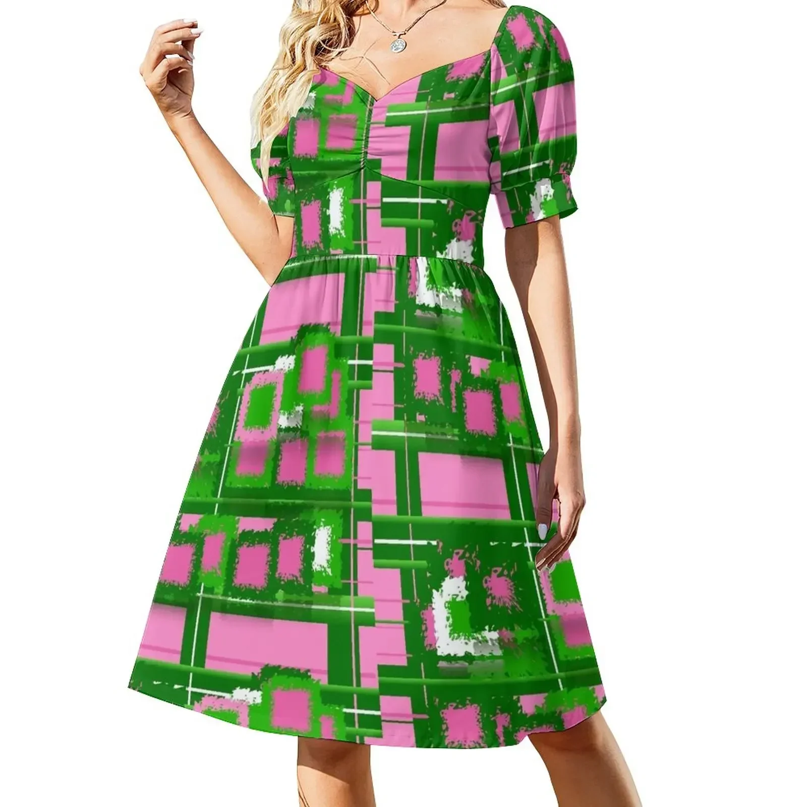 Pink & Green Fashions & Products! Sleeveless Dress women dress womens dress Woman's evening