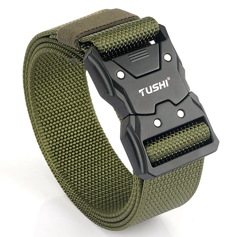 New Men's Elastic Tactical Belt Hard Metal Buckle Quick Unlock Military Army Belt Outdoor Casual Girdle Male Waistband