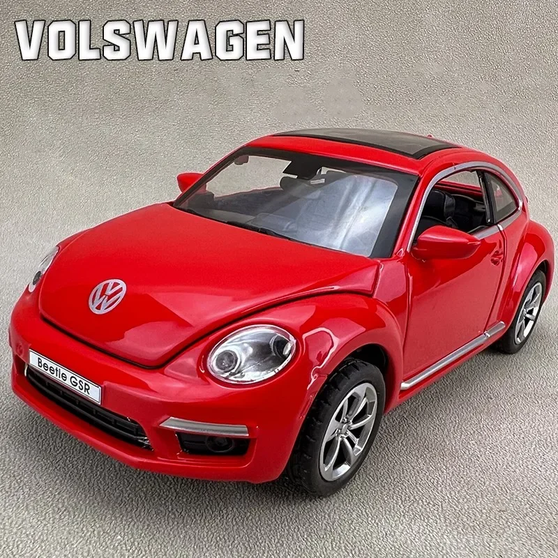 

Модель автомобиля Volkswagen Beetle из сплава в масштабе 1:32, Литые и игрушечные автомобили, имитация звука и фоторяда, автомобиль с отворотом, игрушки для детей, подарки