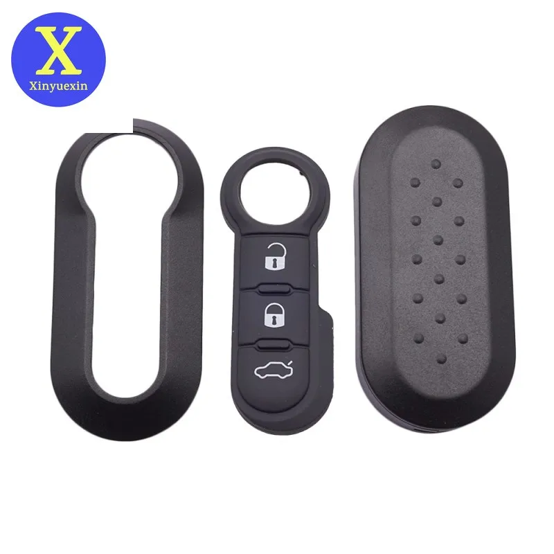 Xinyuexin 3 przyciski zdalnego kluczyka samochodowego do Fiata 500 Panda Punto Bravo Zamiennik plastikowego etui na kluczyk Gumowa podkładka pod przycisk