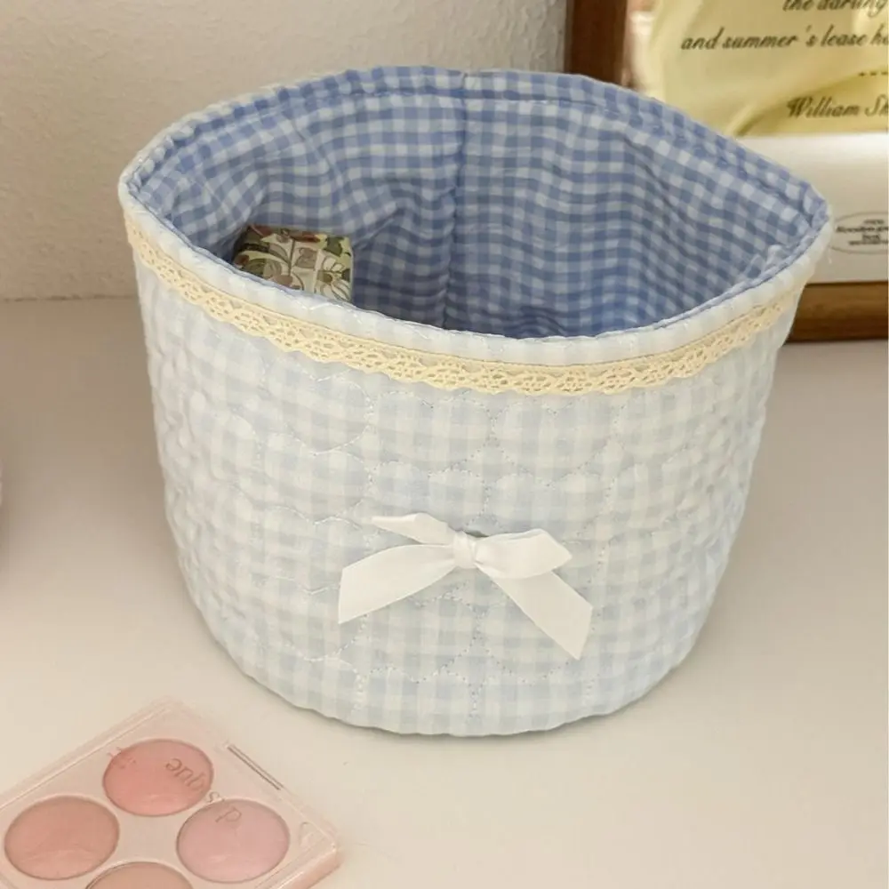 Multi-Purpose Storage Basket Quilting Cotton Heart Storage Bag Practical Cute Multi-Purpose Basket Desktop Organization